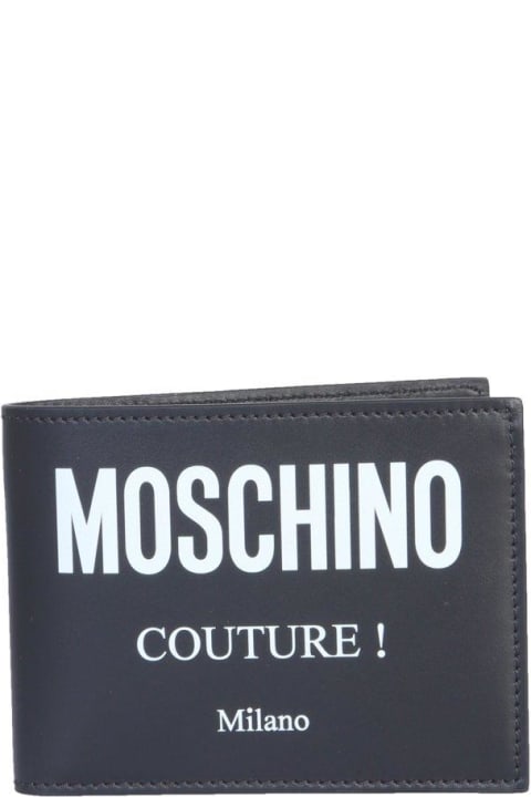 Wallets for Men Moschino Couture Logo Printed Bifold Wallet