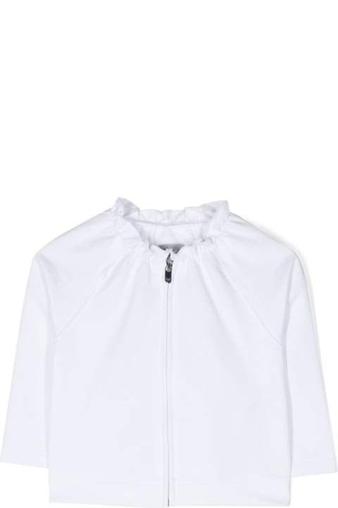 キッズ Il Gufoのニットウェア＆スウェットシャツ Il Gufo White Sweatshirt With Ruffled Neck In Cotton Baby