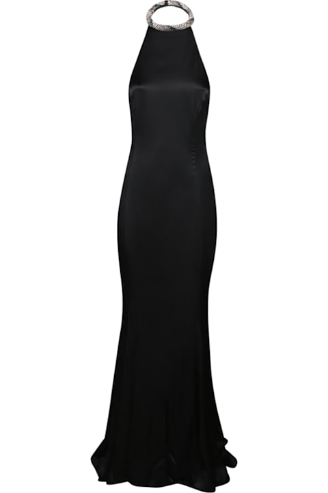 Amen Clothing for Women Amen Black Satin Torchon Long Dress