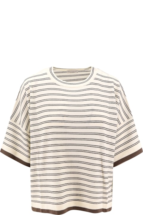 Sale for Women Brunello Cucinelli Wool And Cashmere Sweater With Striped Motif