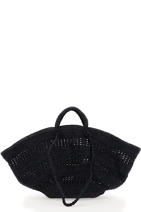 Ibeliv for Men Ibeliv 'sol' Black Handbag With Two Top Handles In Rafia Woman