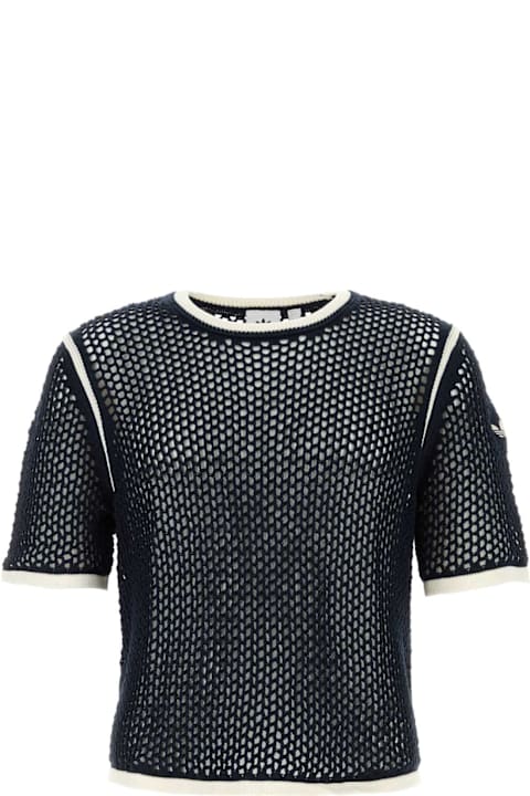 Adidas Originals by Wales Bonner for Men Adidas Originals by Wales Bonner Navy Blue Crochet Wales Bonner X Adidas T-shirt