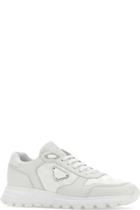 Shoes for Women Prada White Re-nylon And Leather Sneakers