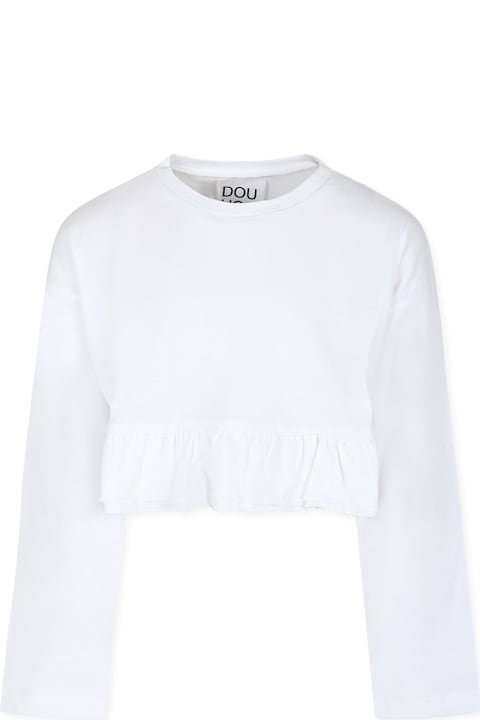 أدوات منزلية Douuod White Crop T-shirt For Girl With Logo