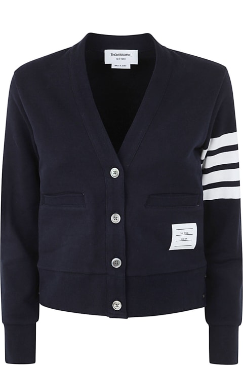 Fashion for Women Thom Browne V-neck Cardigan With Engineered 4 In Classic Loopback