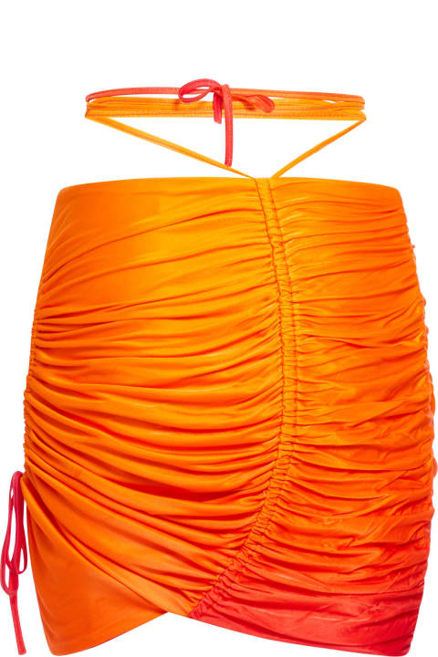ANDREĀDAMO for Women ANDREĀDAMO Printed Draped Jersey Mini Skirt With Cu
