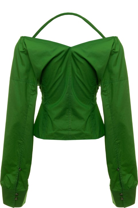 Nanushka Woman's Tami Green Cotton Poplin Shirt | italist