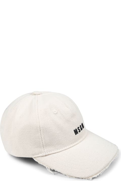 إكسسورات وهدايا لـ أولاد MSGM Ivory Hat For Kids With Logo