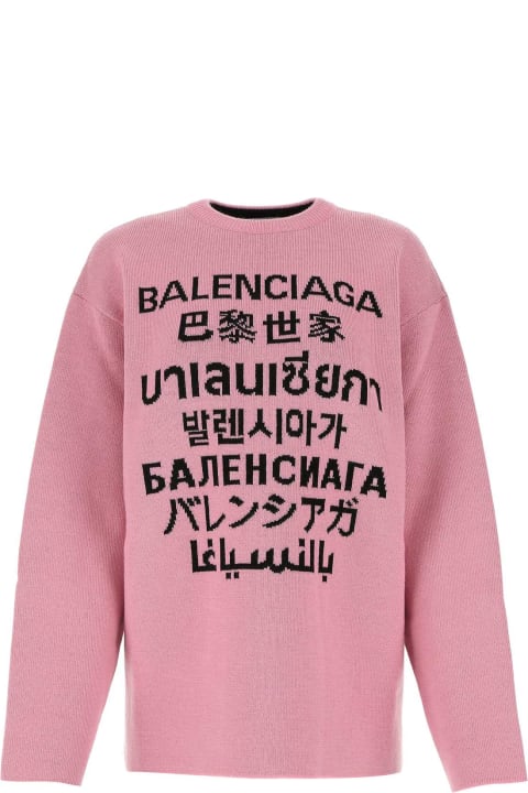 Fashion for Women Balenciaga Pink Stretch Wool Blend Oversize Sweater
