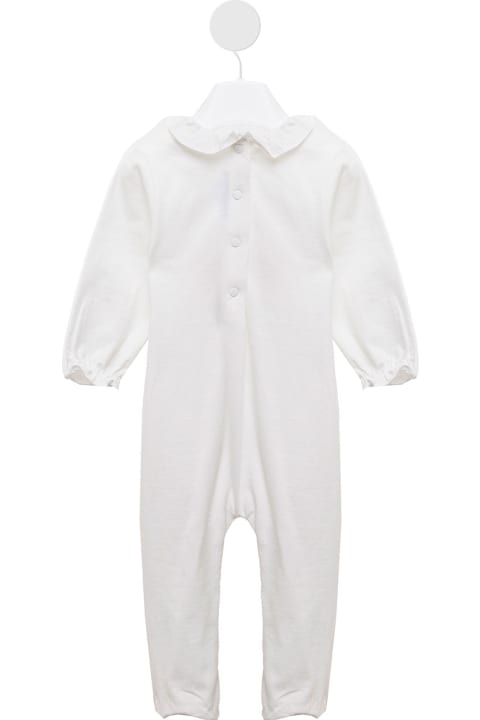 Tartine Et Chocolat Kids Baby Girl's White Cotton Pajama Onesie With Embroidered Detail