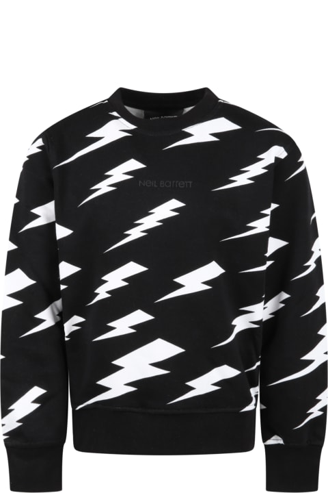 ボーイズ Neil Barrettのニットウェア＆スウェットシャツ Neil Barrett Black Sweatshirt Fot Boy With Logo