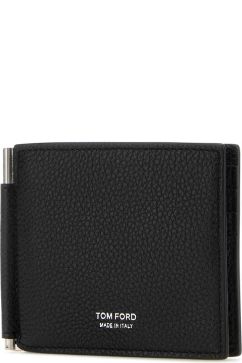 Wallets for Men Tom Ford Black Leather Card Holder