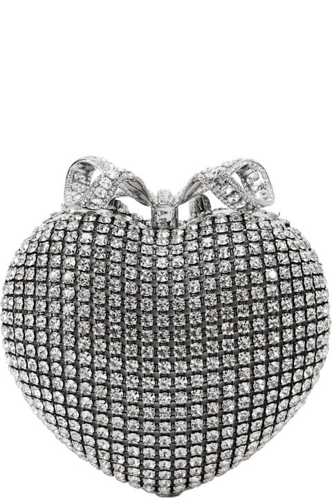 【SELF PORTRAIT】クリスタルハート装飾クラッチ Gold Crystal Heart Clutch – self-portrait-EU
