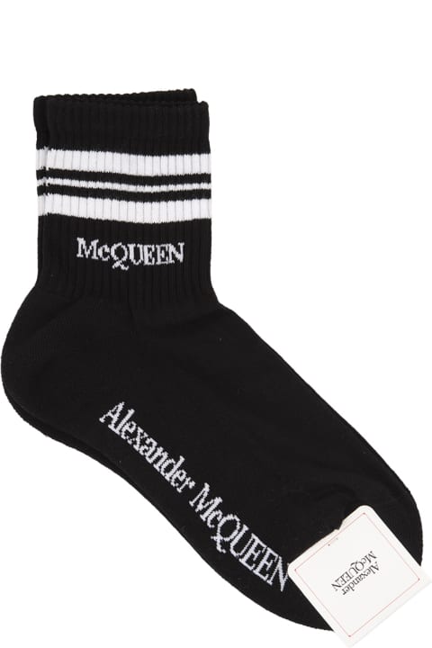 Underwear & Nightwear for Women Alexander McQueen Black Socks With Stripes And Logo