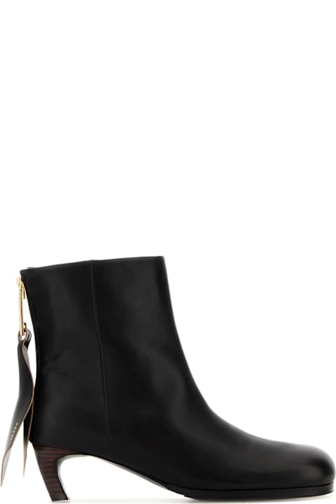 Sacai Black Leather Ankle Boots