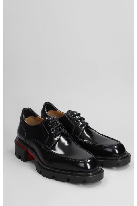 Laced Shoes for Men Christian Louboutin Our Georges Lace Up Shoes In Black Patent Leather