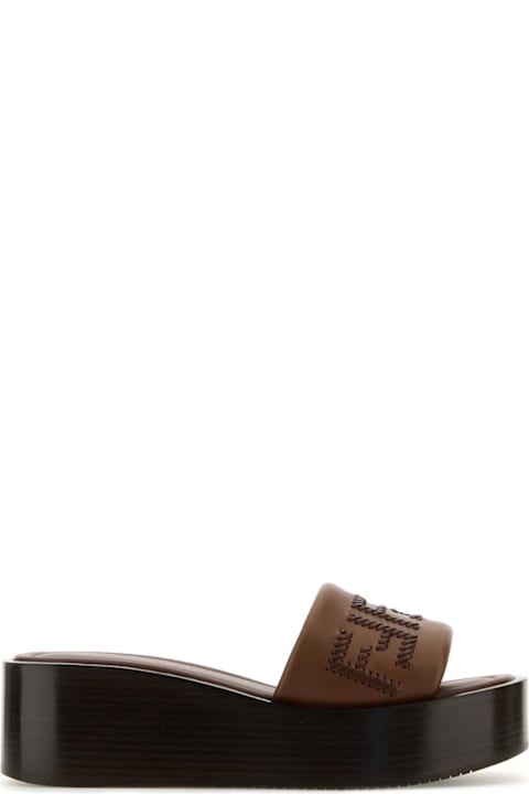 Fendi Shoes for Women Fendi Brown Leather Fendi Sunshine Slippers