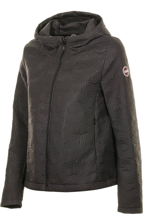 Jacket With Hood And Logo Quilting