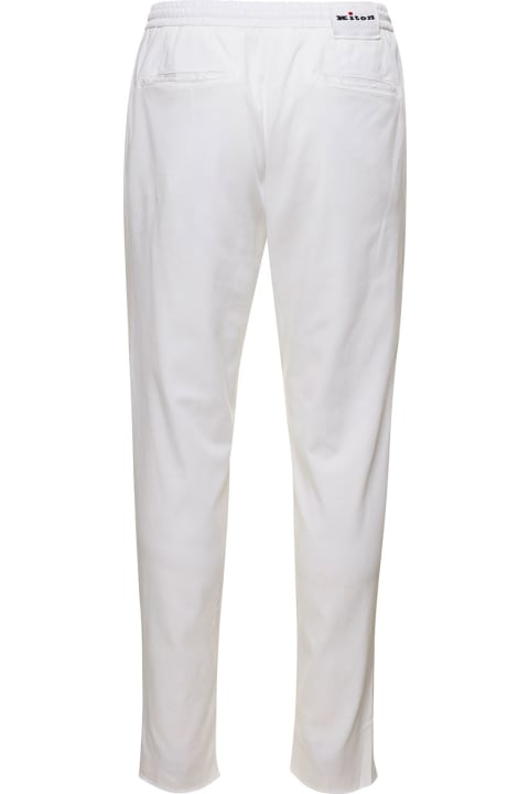 Kiton for Men Kiton White Slim Trousers With Elasticated Waistband In Stretch Lyocell Man