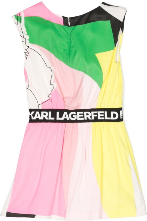 Karl Lagerfeld Kids Karl Lagerfeld Kids Karl Lagerfeld Abito Choupette Multicolor In Viscosa Bambina