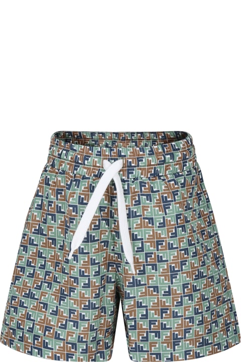Swimwear for Boys Fendi Multicolor Swim Shorts For Boy With Iconic Ff