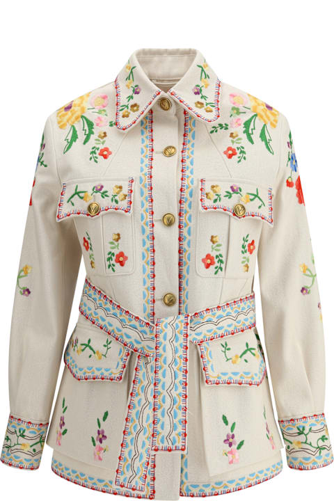 Valentino معاطف وجواكت لـ السيدات Valentino Embroidered Denim Jacket