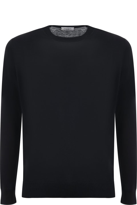 Paolo Pecora Clothing for Men Paolo Pecora Black Crew-neck Sweater In Cotton And Silk Blend