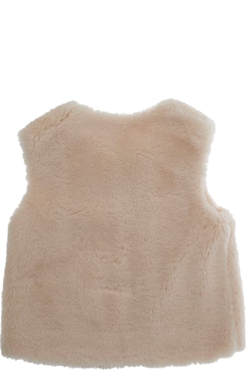 Chloé for Men Chloé Beige Sleeveless Crewneck Coat With Front Button Closure In Ecofur Girl