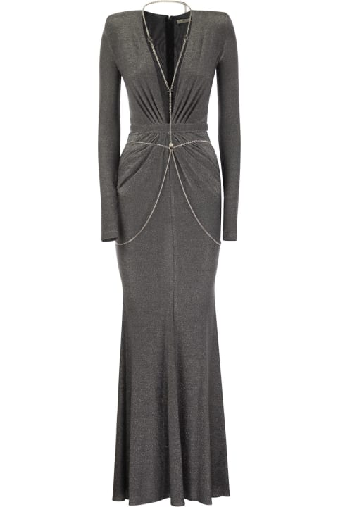Elisabetta Franchi Dresses for Women Elisabetta Franchi Red Carpet Dress In Lurex Jersey With Body Chain