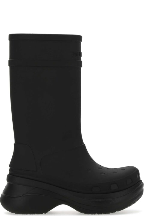 Fashion for Men Balenciaga Black Rubber Crocs Boots