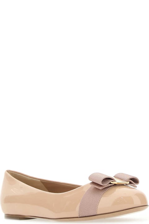 Ferragamo Skin Pink Leather Varina Ballerinas