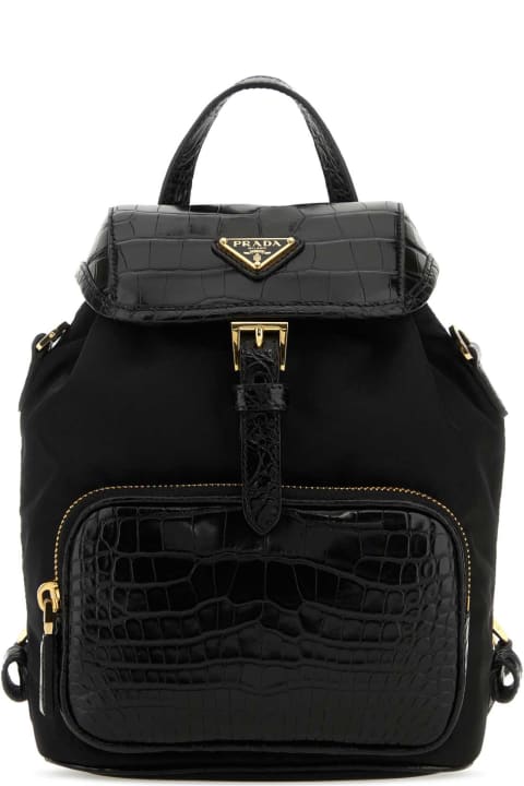 Backpacks for Women Prada Black Re-nylon And Leather Backpack