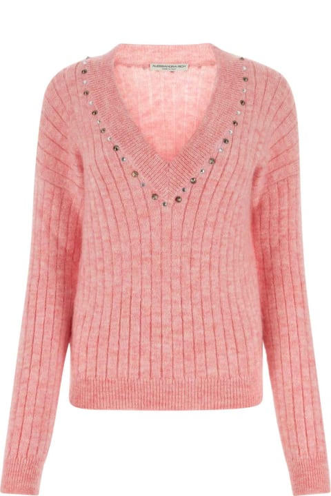 Alessandra Rich for Women Alessandra Rich Melange Pink Wool Blend Sweater