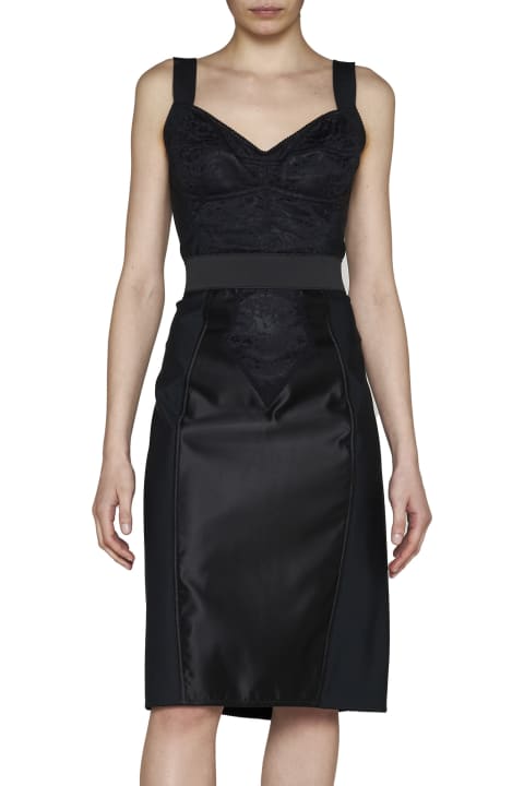 ウィメンズ Dolce & Gabbanaのスカート Dolce & Gabbana Powernet And Satin Midi Skirt