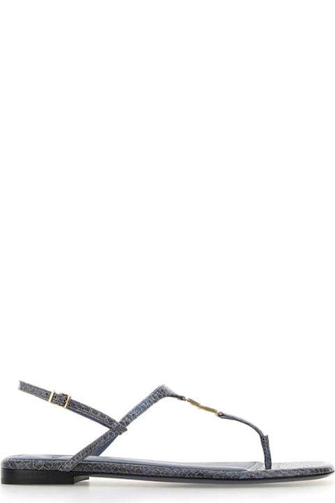 Fendi Sandals for Women Fendi Air Force Blue Leather Fold Thong Sandals