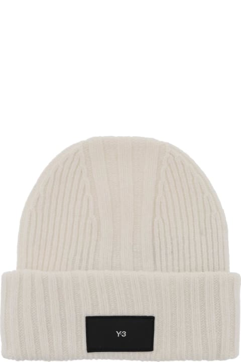 Fashion for Men Y-3 Beanie Hat In Ribbed Wool With Logo Patch