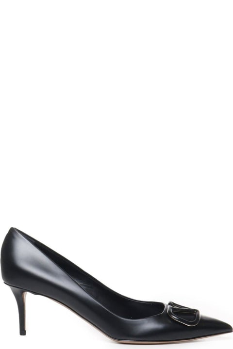 High-Heeled Shoes for Women Valentino Garavani Vlogo Plaque Pointed Toe Pumps