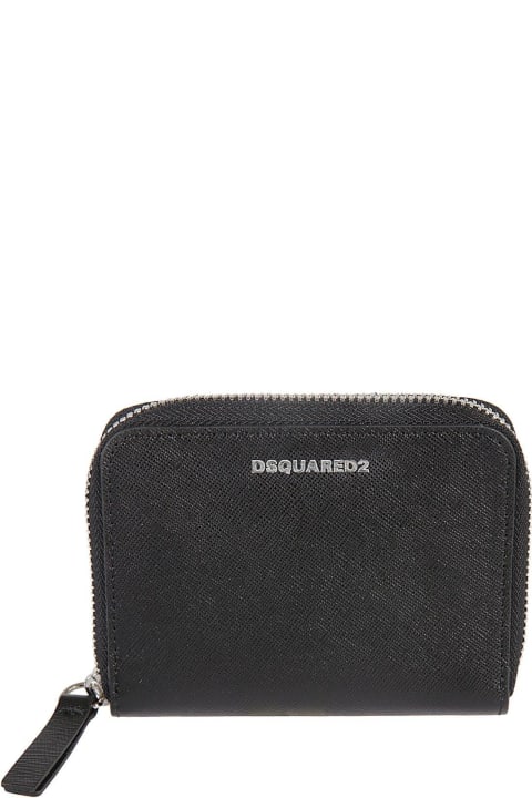 Wallets for Men Dsquared2 Logo Detailed Zip-around Wallet