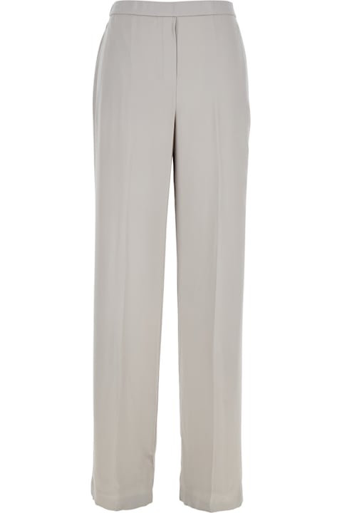 Homeware Theory Metallic Pants With Rear Elastic Waist And Wide Leg In Silk Woman