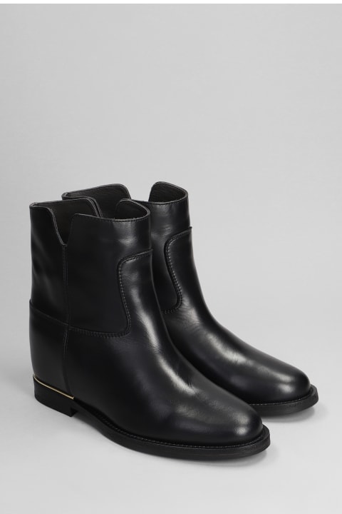 Boots for Women Via Roma 15 Ankle Boots Inside Wedge In Black Leather