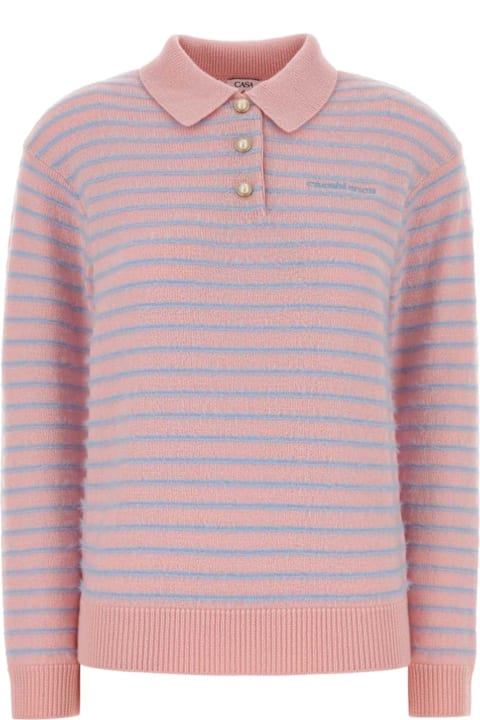 Casablanca for Kids Casablanca Embroidered Wool Blend Polo Shirt