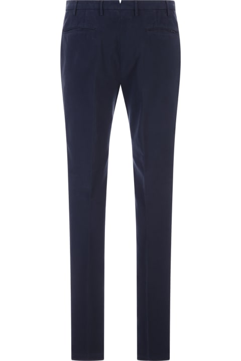 Slim Fit Trousers In Blue Certified Doeskin Incotex Red