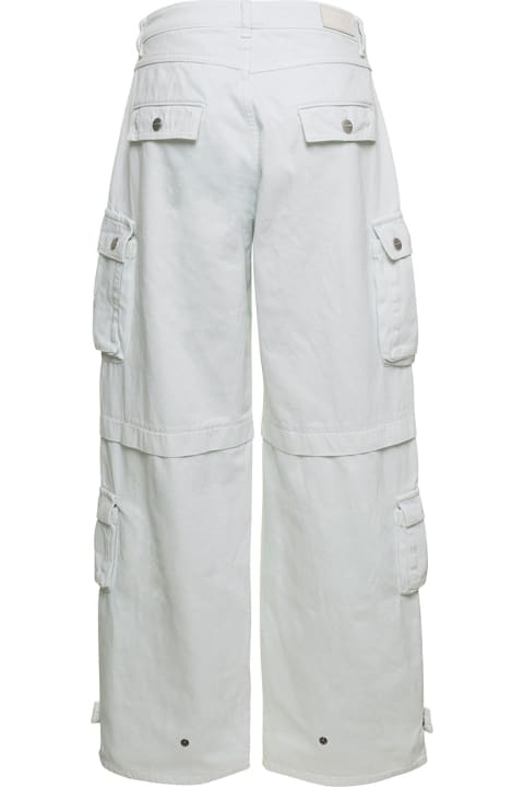 Icon Denim Pants & Shorts for Women Icon Denim 'rosalia' White Low Waisted Cargo Jeans With Patch Pockets In Cotton Denim Woman