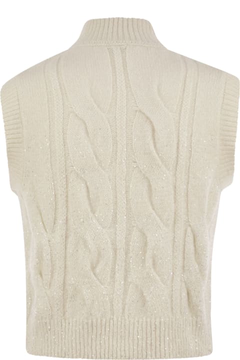 Peserico Coats & Jackets for Women Peserico Cable Zip Vest In Alpaca Wool