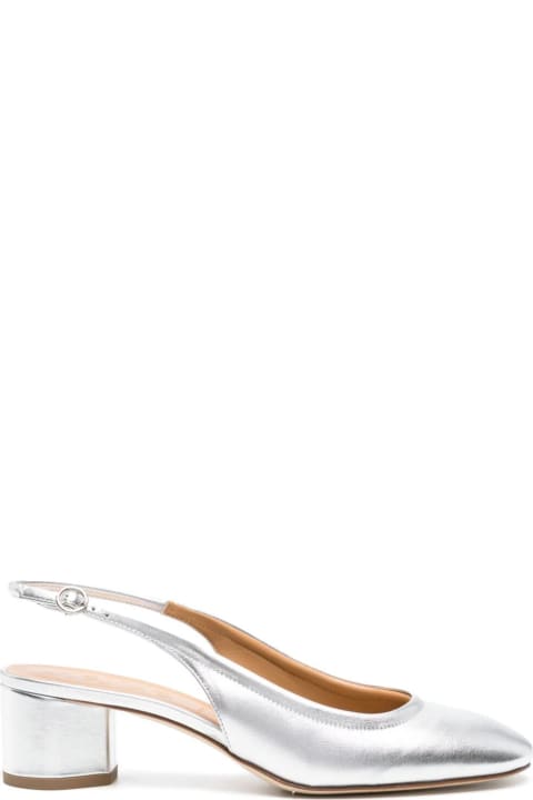 aeyde High-Heeled Shoes for Women aeyde Romy Laminated Nappa Leather Silver Slingback