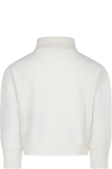 Topwear for Girls Balmain Ivory Sweater For Girl With Logo