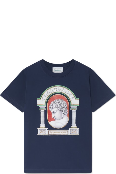 Casablanca Topwear for Men Casablanca La Medaille T-shirt In Navy Blue