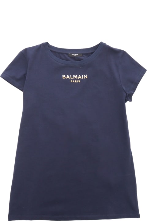 Balmain for Girls Balmain Blue T-shirt With Logo