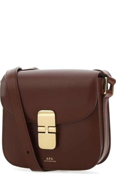 Bags Sale for Women A.P.C. Brown Leather Grace Mini Crossbody Bag