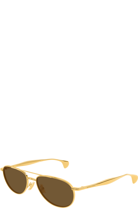Bottega Veneta Eyewear for Kids Bottega Veneta Eyewear Bottega Veneta Bv1419s Linea Signature Icons 001 Gold Gold Brown Sunglasses